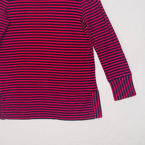 Talbots Sweater Womens Medium Red Navy Blue Striped Boat Neck Knit Top Pullover - Picture 5 of 12